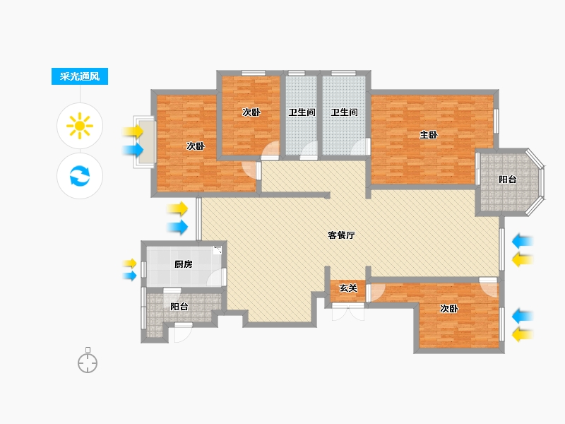 陕西省-西安市-滨水花城-168.83-户型库-采光通风