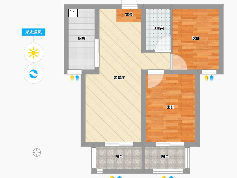 河南省-郑州市-亚星锦绣山河玉福园-52.00-户型库-采光通风