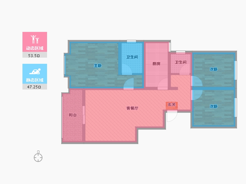 陕西省-商洛市-丰阳之星-87.73-户型库-动静分区