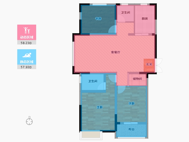 江苏省-连云港市-凤凰星城-102.26-户型库-动静分区