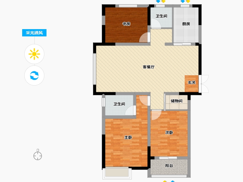 江苏省-连云港市-凤凰星城-102.26-户型库-采光通风