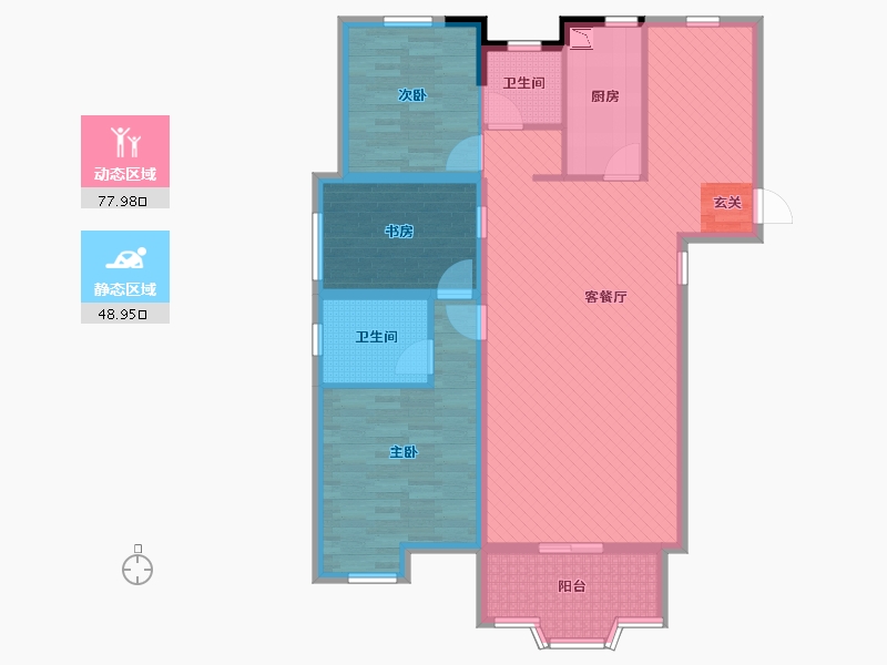 湖北省-黄冈市-将军城中央大街-113.52-户型库-动静分区