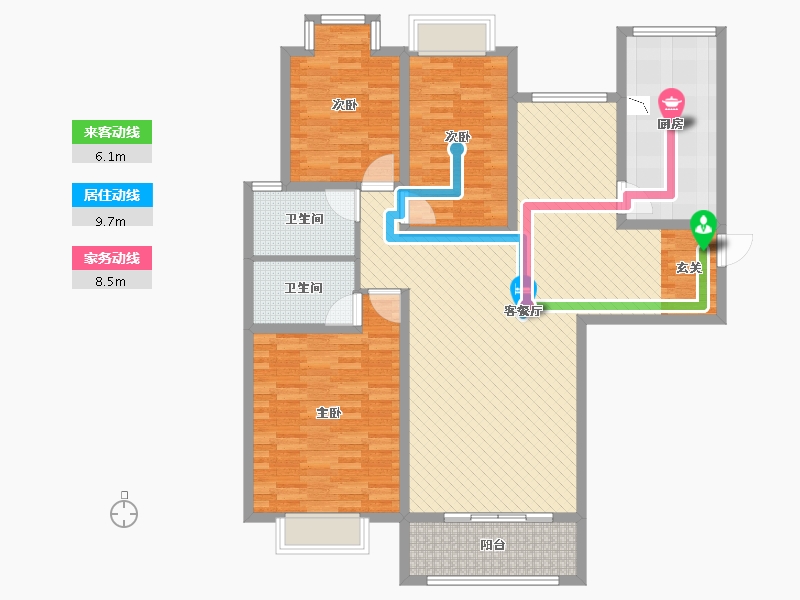 陕西省-榆林市-金澜小区-124.61-户型库-动静线