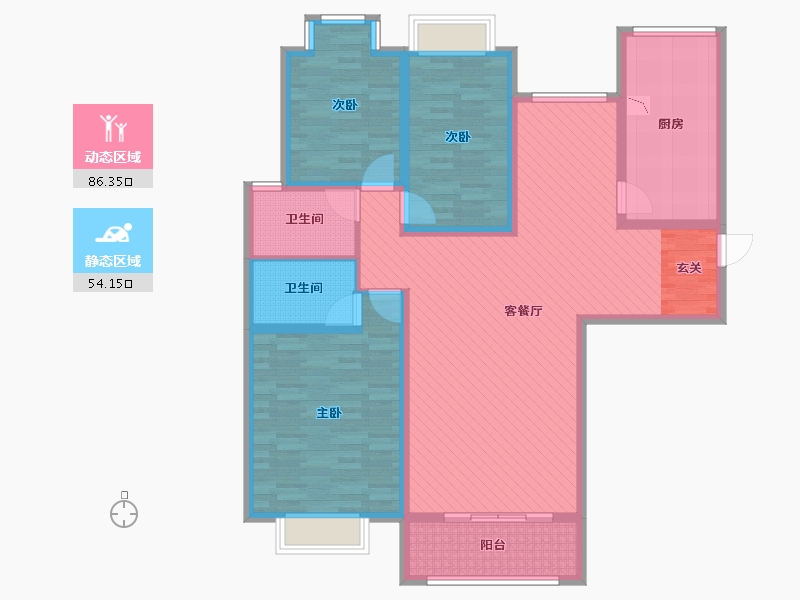 陕西省-榆林市-金澜小区-124.61-户型库-动静分区