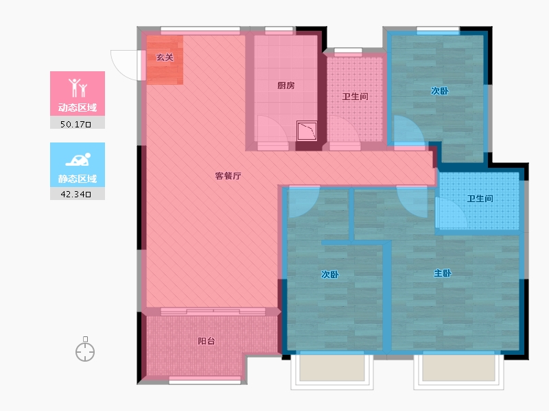 江苏省-苏州市-金科观天下-80.04-户型库-动静分区