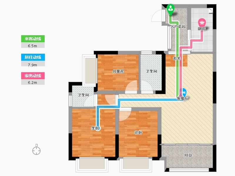 四川省-广安市-万品凯旋门-74.26-户型库-动静线