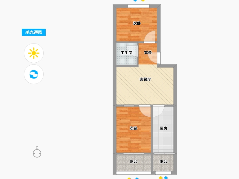 北京-北京市-三合南里-44.81-户型库-采光通风