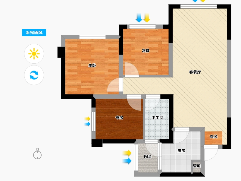 四川省-成都市-南湖逸家-64.66-户型库-采光通风