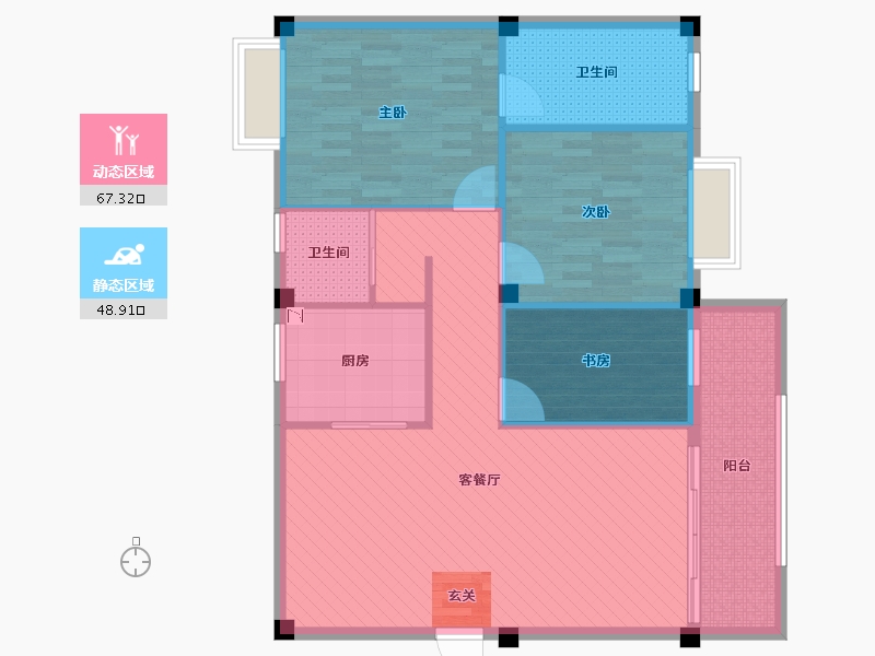 云南省-昆明市-万城.幸福里-105.17-户型库-动静分区