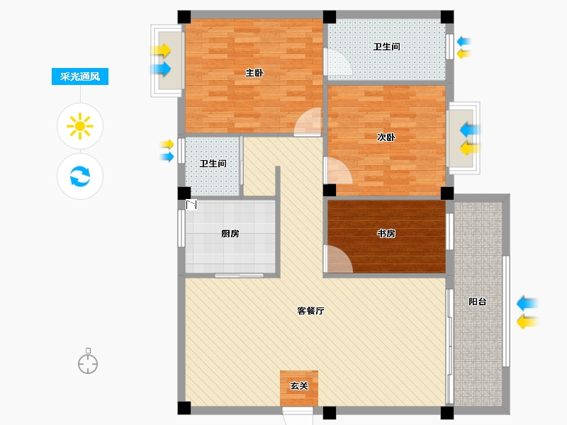 云南省-昆明市-万城.幸福里-105.17-户型库-采光通风