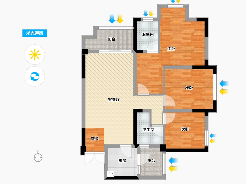 四川省-巴中市-置信・逸都花园-89.74-户型库-采光通风