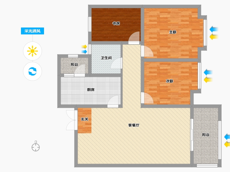 陕西省-西安市-北城新天地-110.00-户型库-采光通风