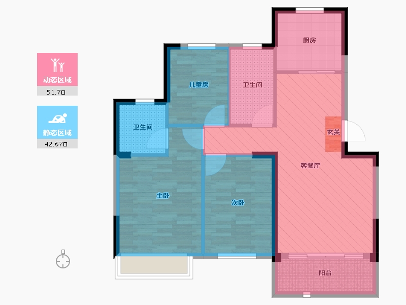 江苏省-徐州市-水岸豪庭-83.85-户型库-动静分区