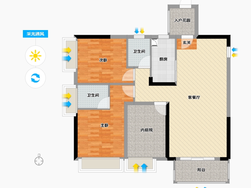 广东省-江门市-益丞富隆居-95.86-户型库-采光通风