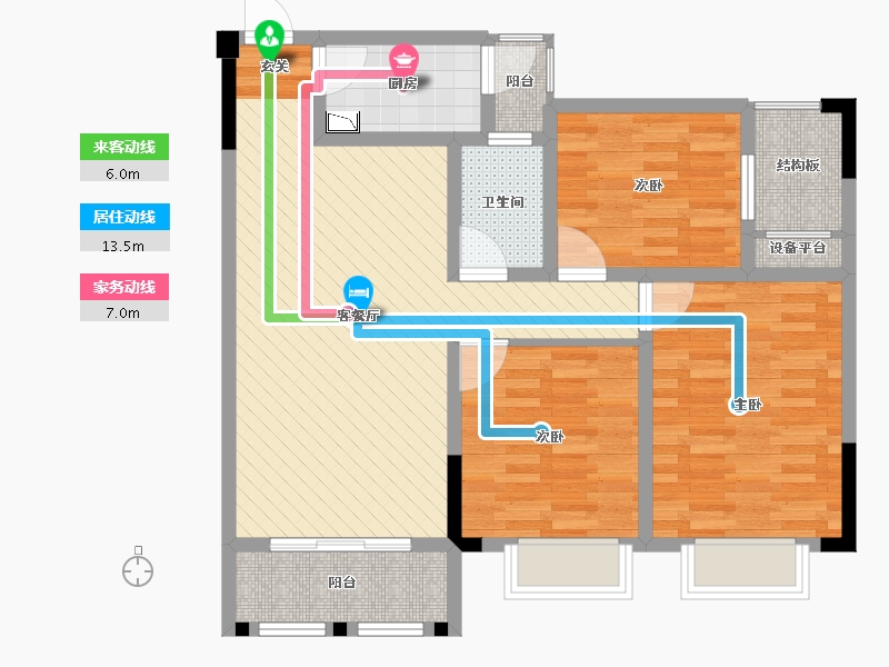 四川省-绵阳市-鑫旺阁-85.06-户型库-动静线