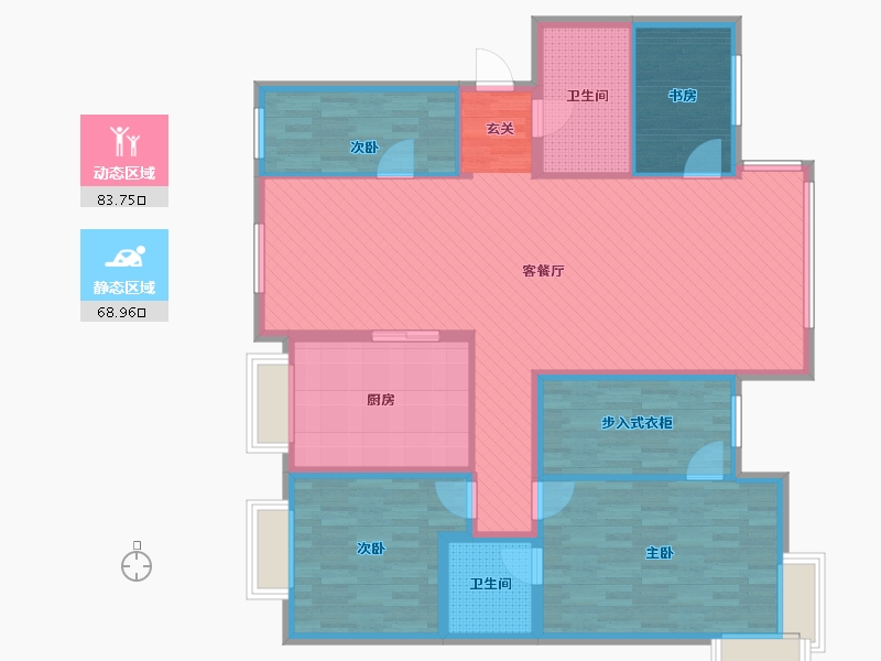 山东省-威海市-天润城-137.19-户型库-动静分区