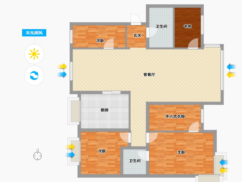 山东省-威海市-天润城-137.19-户型库-采光通风