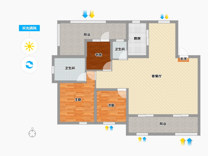 山东省-潍坊市-水岸东方-120.00-户型库-采光通风