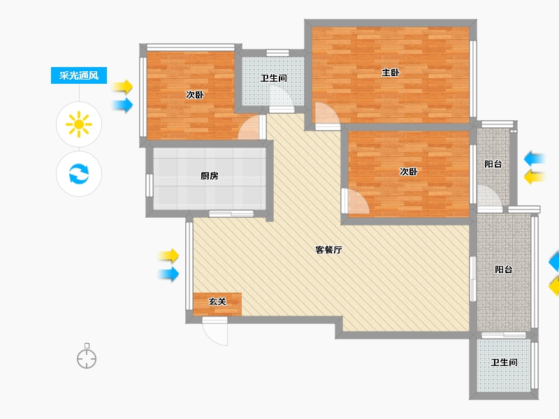 天津-天津市-广厦富城-106.47-户型库-采光通风