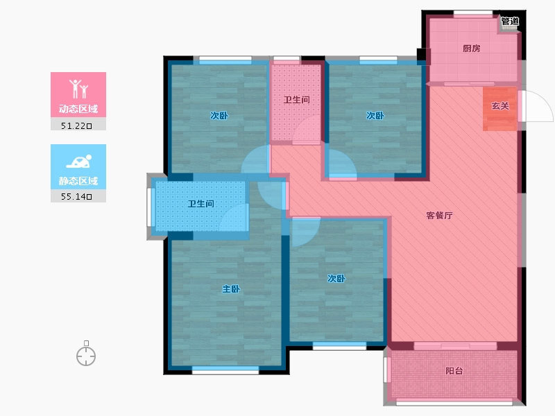 浙江省-温州市-滨江九里-92.80-户型库-动静分区