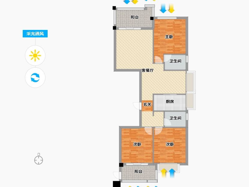 福建省-福州市-融侨外滩B区-110.00-户型库-采光通风