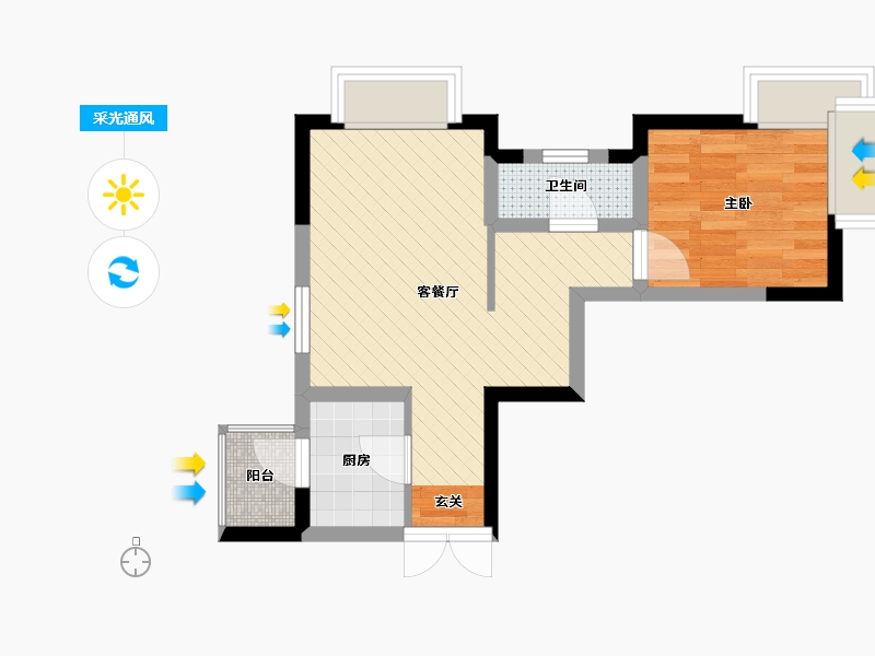 陕西省-西安市-浐灞半岛新泽美域A6区-12栋-38.66-户型库-采光通风