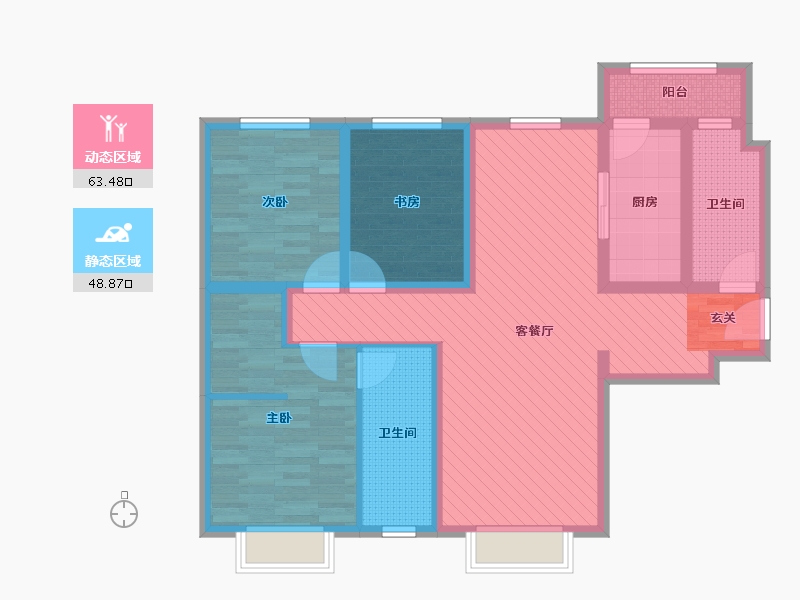 天津-天津市-天津津南新城-合力园-97.68-户型库-动静分区