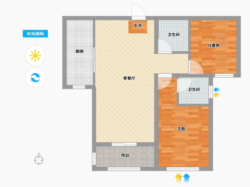 河北省-沧州市-丽升小区-69.18-户型库-采光通风