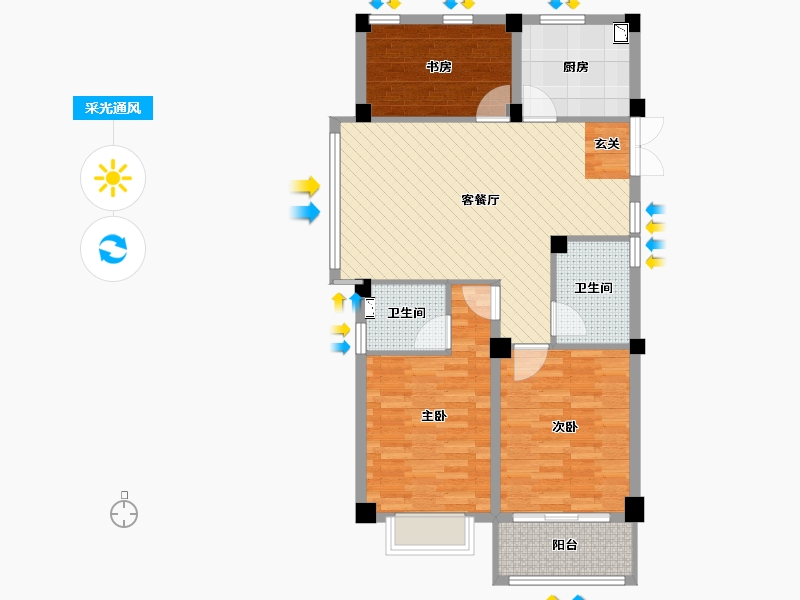 浙江省-嘉兴市-名都佳苑-89.00-户型库-采光通风