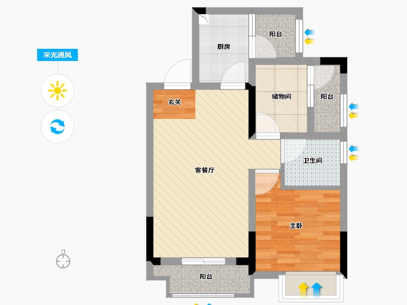 重庆-重庆市-隆鑫鸿府-49.84-户型库-采光通风