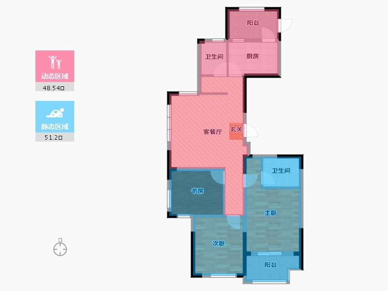 浙江省-台州市-东泰万华城-87.02-户型库-动静分区