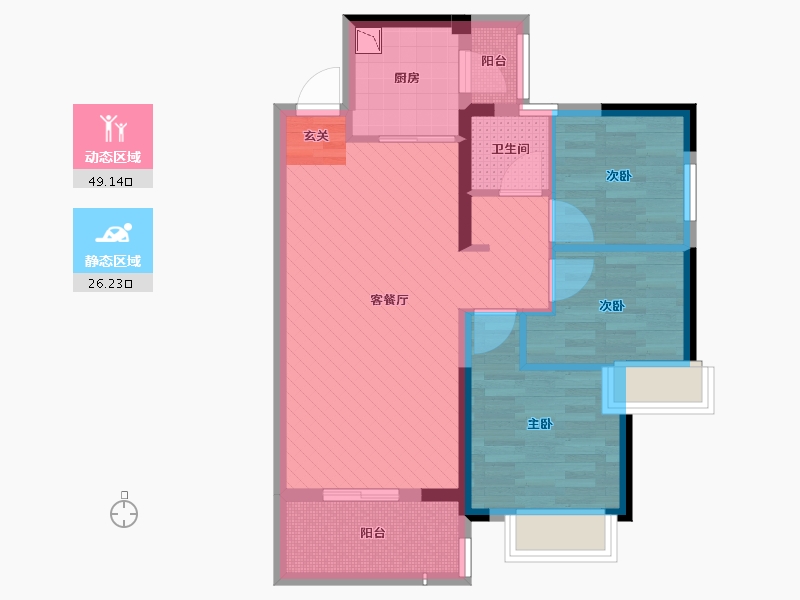 广东省-中山市-远洋翡丽郡-65.72-户型库-动静分区