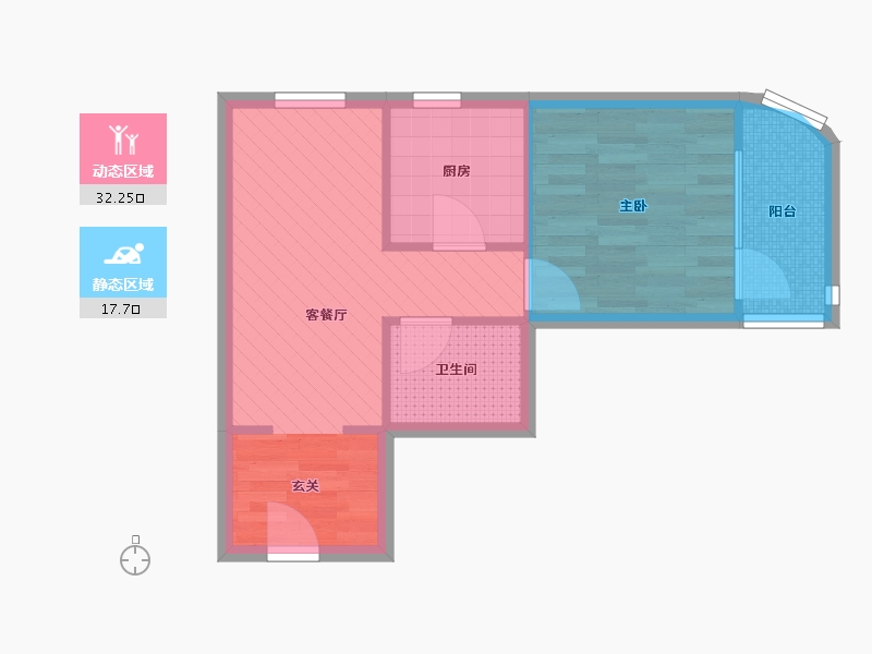 浙江省-杭州市-花园闸北里小区-44.00-户型库-动静分区