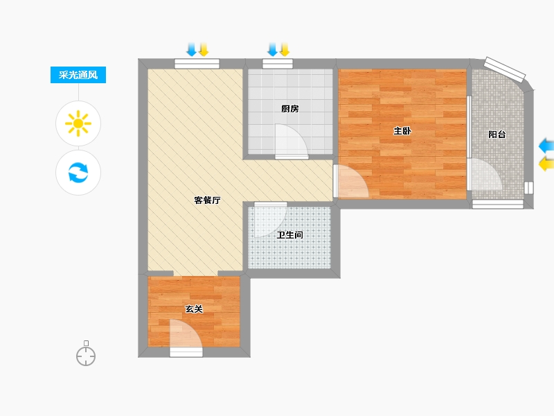 浙江省-杭州市-花园闸北里小区-44.00-户型库-采光通风