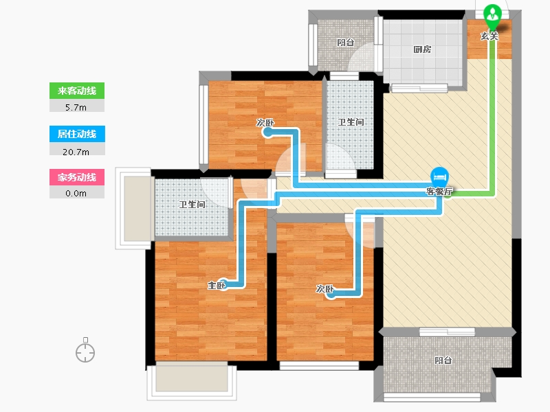 广西壮族自治区-南宁市-良庆天誉花园-78.60-户型库-动静线