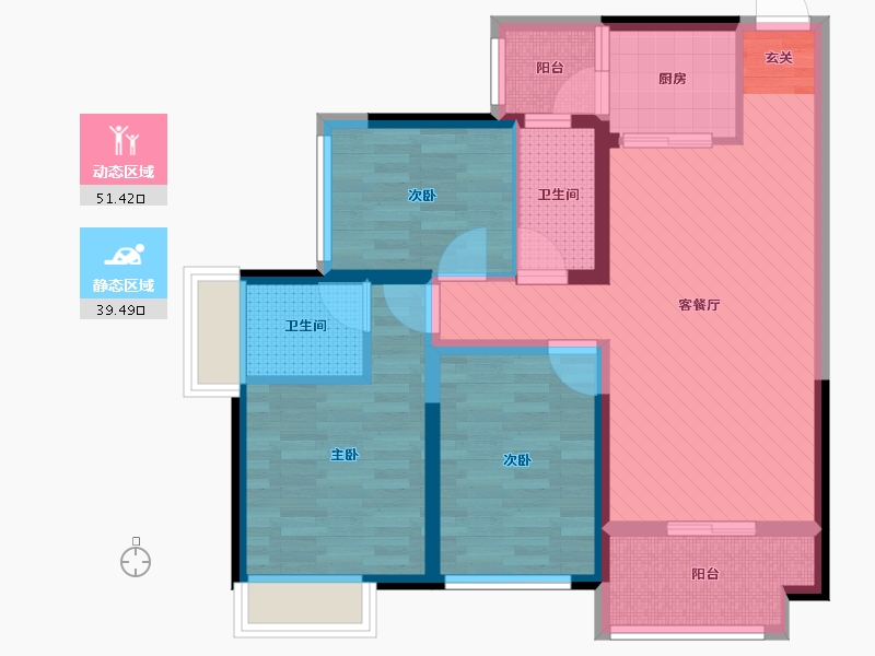 广西壮族自治区-南宁市-良庆天誉花园-78.60-户型库-动静分区