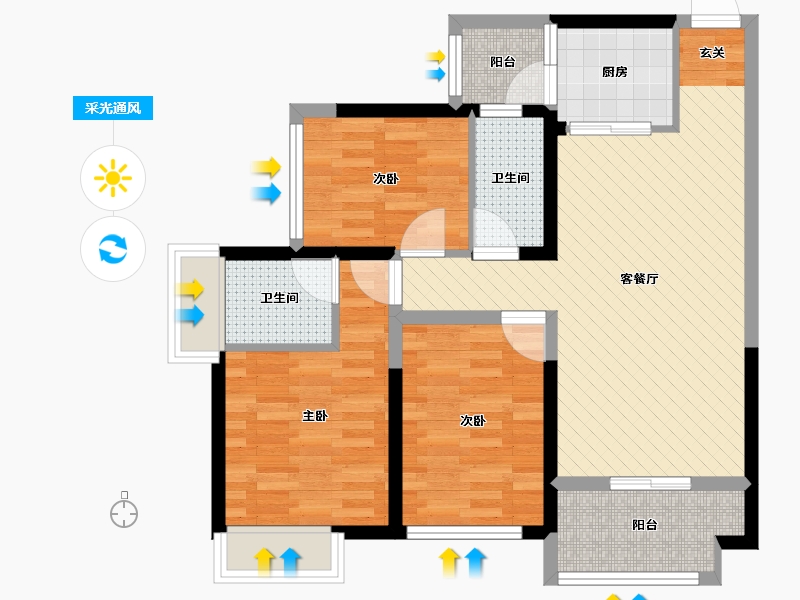 广西壮族自治区-南宁市-良庆天誉花园-78.60-户型库-采光通风