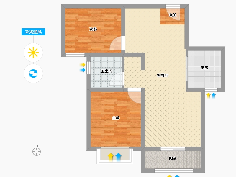 河南省-郑州市-大鸿城壹号-64.50-户型库-采光通风