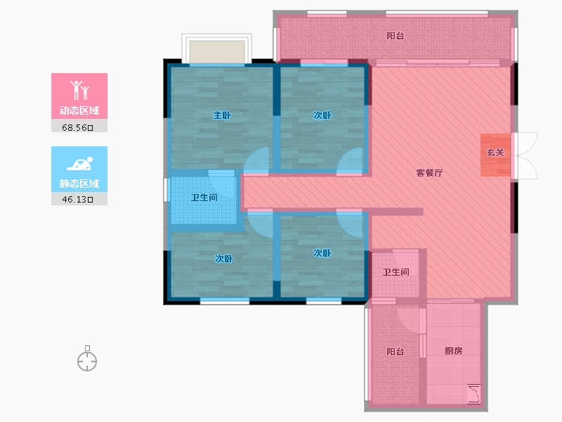 贵州省-遵义市-仁怀市岭秀美宅-98.28-户型库-动静分区