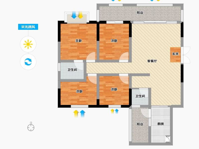 贵州省-遵义市-仁怀市岭秀美宅-98.28-户型库-采光通风