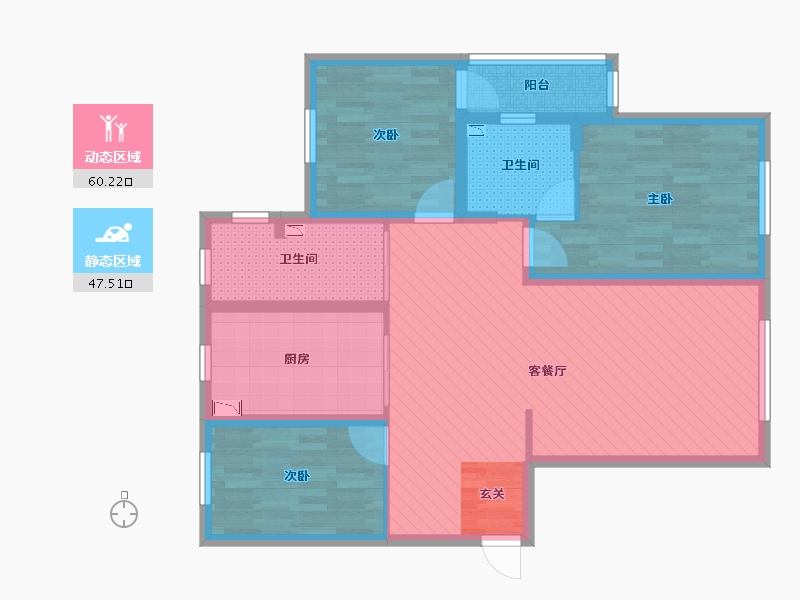 辽宁省-大连市-天都城-95.00-户型库-动静分区