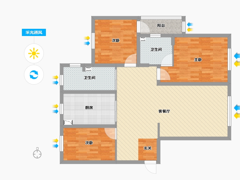 辽宁省-大连市-天都城-95.00-户型库-采光通风