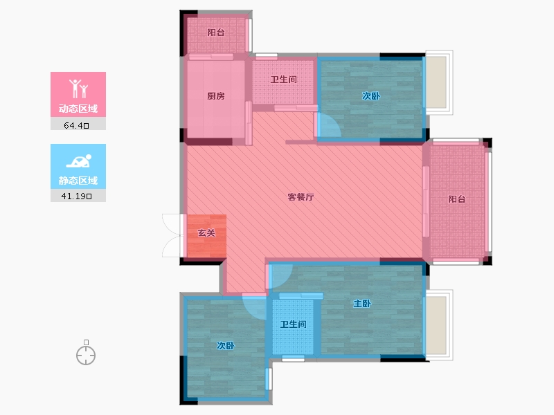 贵州省-毕节市-香榭豪庭-91.35-户型库-动静分区