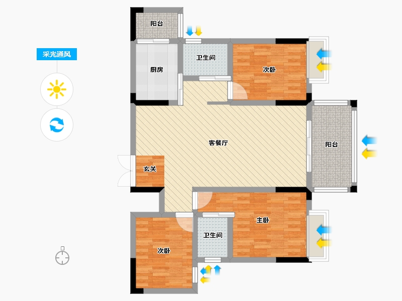 贵州省-毕节市-香榭豪庭-91.35-户型库-采光通风