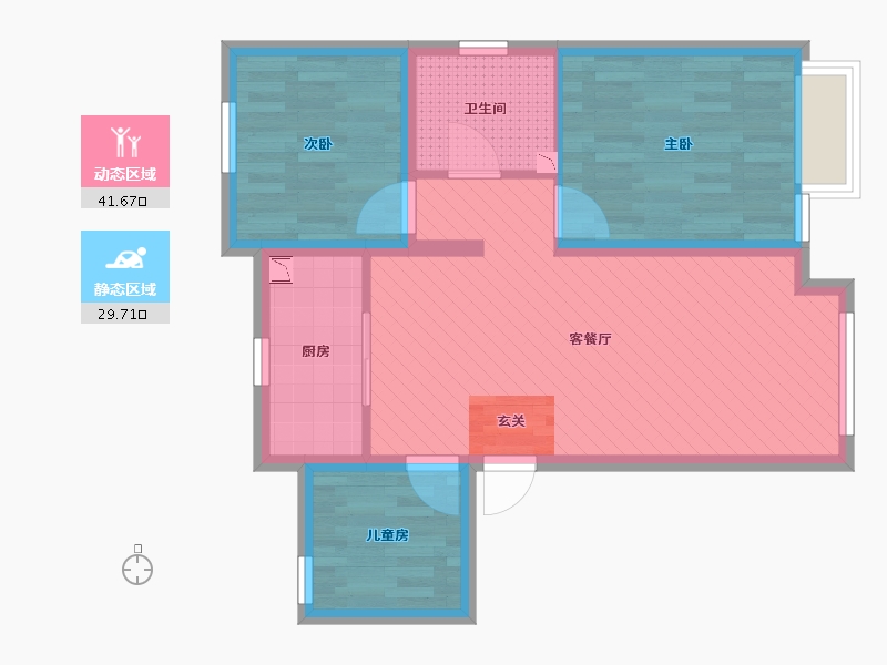 天津-天津市-首创国际半岛-62.62-户型库-动静分区