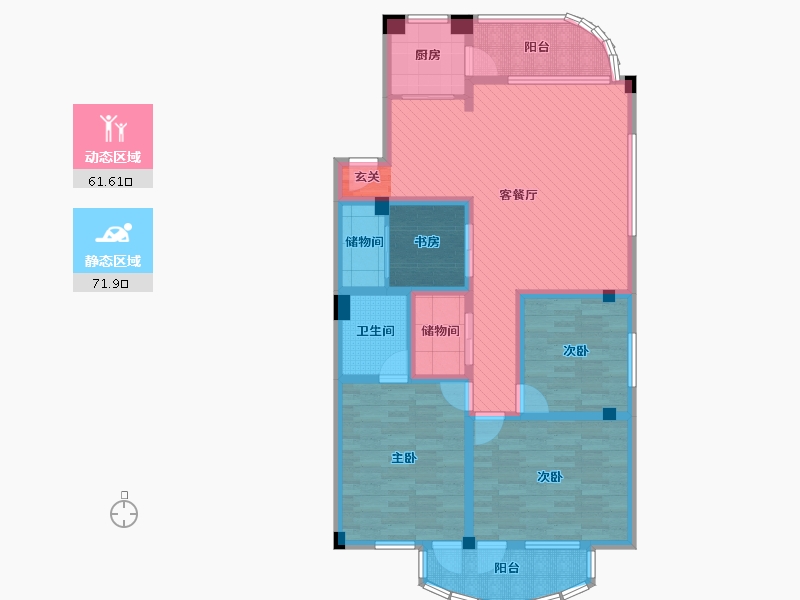 浙江省-温州市-东方花苑-116.70-户型库-动静分区