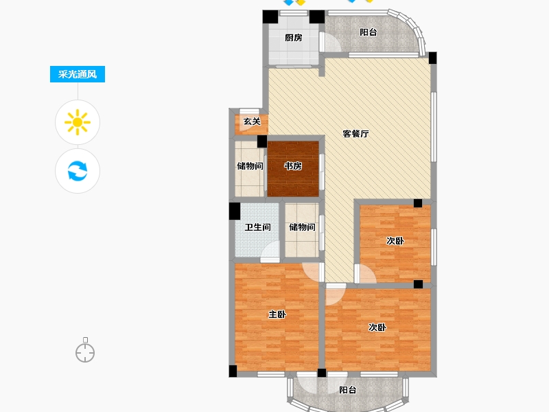 浙江省-温州市-东方花苑-116.70-户型库-采光通风