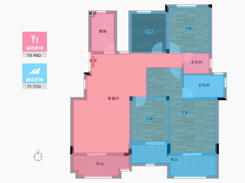 湖北省-黄冈市-翡翠一品-119.12-户型库-动静分区