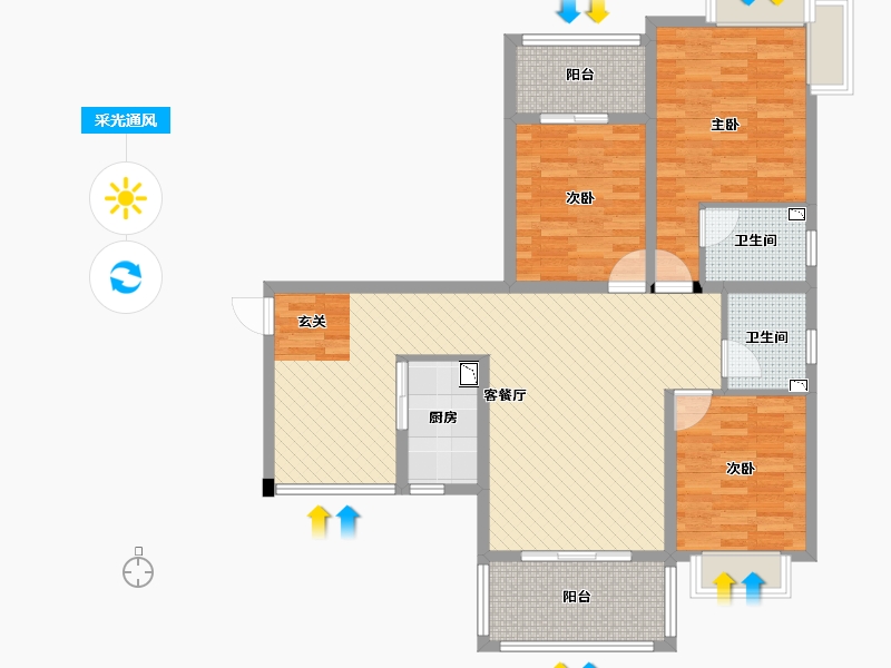 江西省-九江市-碧海龙湾小区-101.80-户型库-采光通风