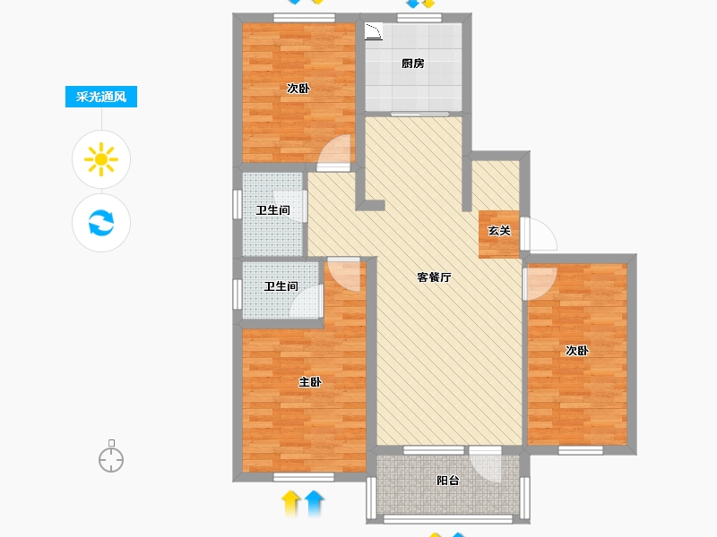 山西省-大同市-大同绿地世纪城-90.63-户型库-采光通风